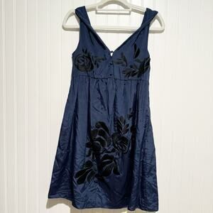 Dorothy Lee Navy Blue Embroidered Dress Size 2